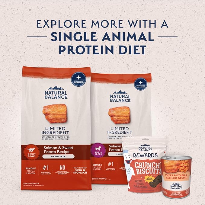 Natural Balance Limited Ingredient Adult Dry Dog Food - Balanced Nutrition for Adult Dogs - Grain-Free, Soy-Free Recipe - Limited Ingredient Formula - 24 lb - Salmon & Sweet Potato Recipe
