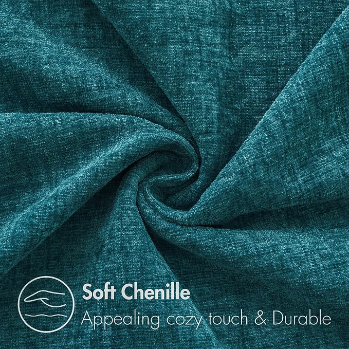 MIULEE Soft Chenille Throw Pillow Covers Dark Teal 16x16 Inch Pack of 2 | Modern Coastal Home Decor, Classic Decorative Pillows, Solid Dyed Cases, Boho Couch Cushion Covers for Sofa Bed Living Room