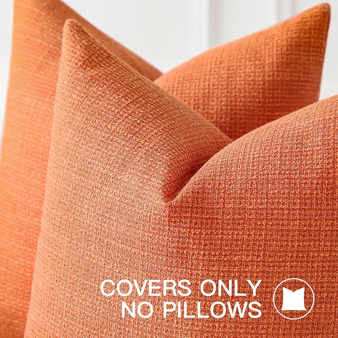 OTOSTAR Linen Throw Pillow Cover Set of 1 Decorative Lumbar Pillowcases Cushion Covers 12x20 Inch for Home Decor Sofa Bedroom Car 30 x 50CM Orange