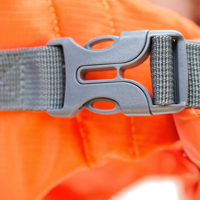 Outward Hound Granby Splash Dog Life Jacket, Life Vest, Orange, X-Small | Max Buoyancy, Adjustable Fit, Head/Neck Support, Rescue Handle, Reflective, Swimming & Boating, X-Small Dogs (11–15" Girth)