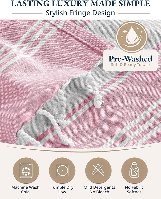 LANE LINEN Beach Towel 2 Pack - Beach Towels Oversized, Pre-Washed Large Beach Towels, Sandless Beach Towel, Quick Dry Travel Towel, Large Pool Towels, 39"x71" - Cashmere Rose