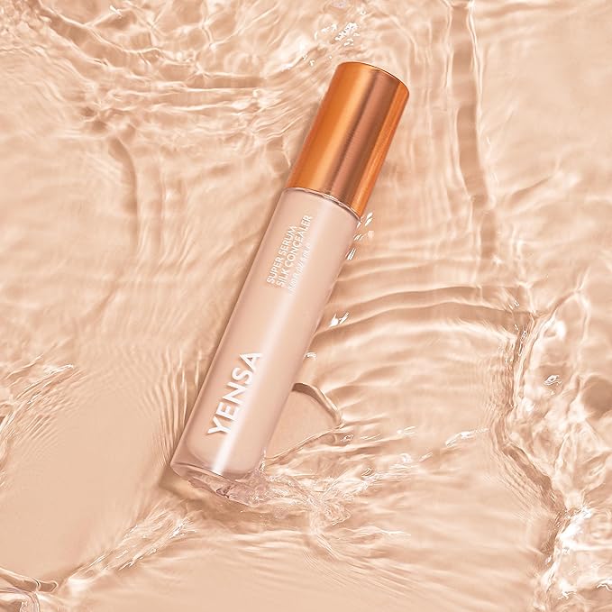 YENSA Super Serum Silk Concealer - Full Coverage Undereye Concealer & Peptides Serum for Face - Enriched with Vitamins C & E, Bakuchiol & Superfoods to Boost Radiance - Deep 1 (0.2 Fl oz)