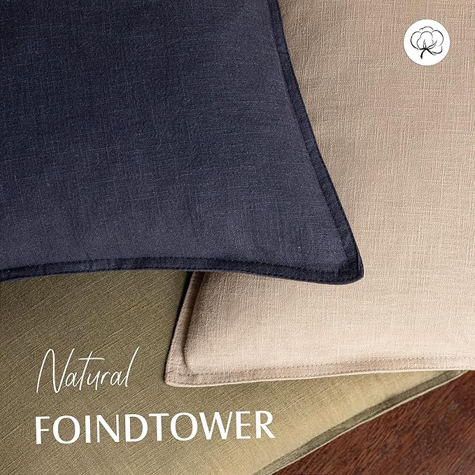 Foindtower Pack of 2, Decorative Linen Solid Throw Pillow Covers Soft Accent Cushion Case Farmhouse Neutral Pillowcase for Chair Couch Sofa Bedroom Living Room Home Decor 18 x 18 Inch Tan Beige