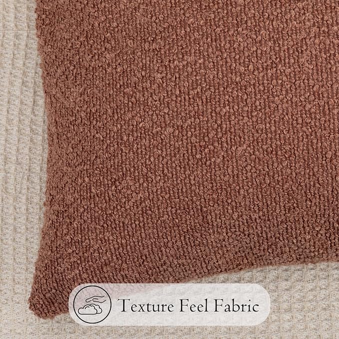 JoraLion 14x36 inch Boucle Lumbar Pillow Cover, Coral Woven Texture Neutral Long Pillow Cover Breathable Cushion Case for Couch Sofa Bed Living Room Home Decor (Cover Only)