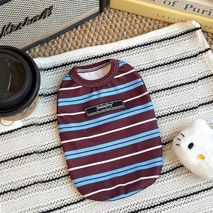 Soft Striped Dog Shirt, Cozy Warm pet Vest for Small Medium Dogs, Classic Puppy cat Clothes for Indoor Outdoor Outfits