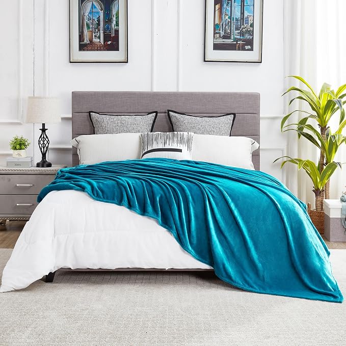 DREAMNINE Extra Large Soft Comfy Fluffy Fleece Bed Blanket Full Size 80" x 90", Luxury Huge Decorative Fuzzy Blanket for Women Girl, Big Cozy Shaggy Warm Flannel Blankets for Winter Autumn Pet, Teal