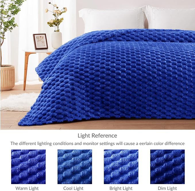 Whale Flotilla Soft Fleece King Size Bed Blanket Luxury 3D Jacquard, Blue | Lightweight Breathable Coverlet Bedspread for All Seasons, Super Cozy Plush Fluffy Fuzzy Decorative Blanket for Bed, 90"x104"