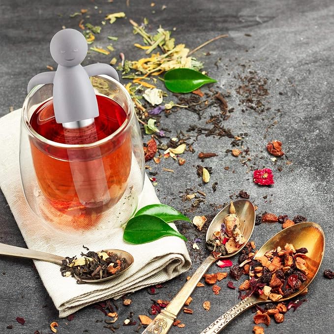 Hicarer 2 Pieces Tea Infuser for Loose Cute Fine Mesh Strainer Stainless Steel Tea Filter Ball Diffuser Steeper for Teacups Teapots (Gray)
