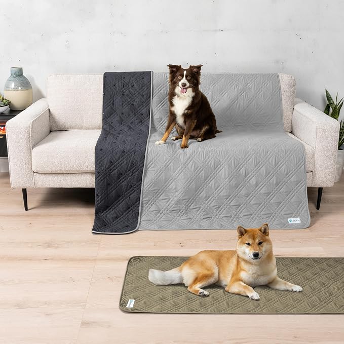 PetAmi Waterproof Couch Cover for Dog Bed Sofa Blanket 52x82 Light Gray | Leakproof Furniture Protector for Pet Cat, Machine Washable Pee Proof Mat for Chair Car Seat, Durable & Anti Slip Backing
