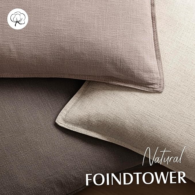 Foindtower Set of 2, Decorative Linen Solid Throw Pillow Covers Soft Accent Euro Cushion Case Boho Farmhouse Pillowcase for Chair Couch Sofa Bedroom Living Room Home Decor 20 x 20 Inch Dusty Pink