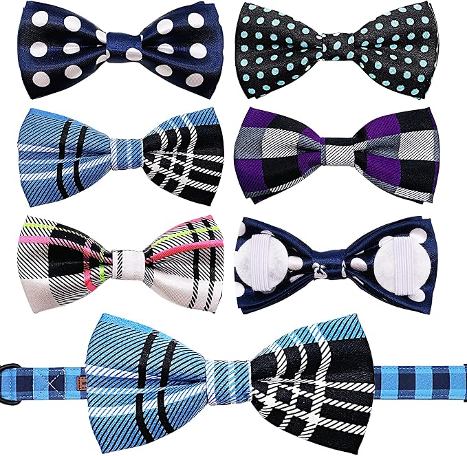 PET SHOW 5 Pack Plaid Dog Bowties for Small Dogs Slide on Collar