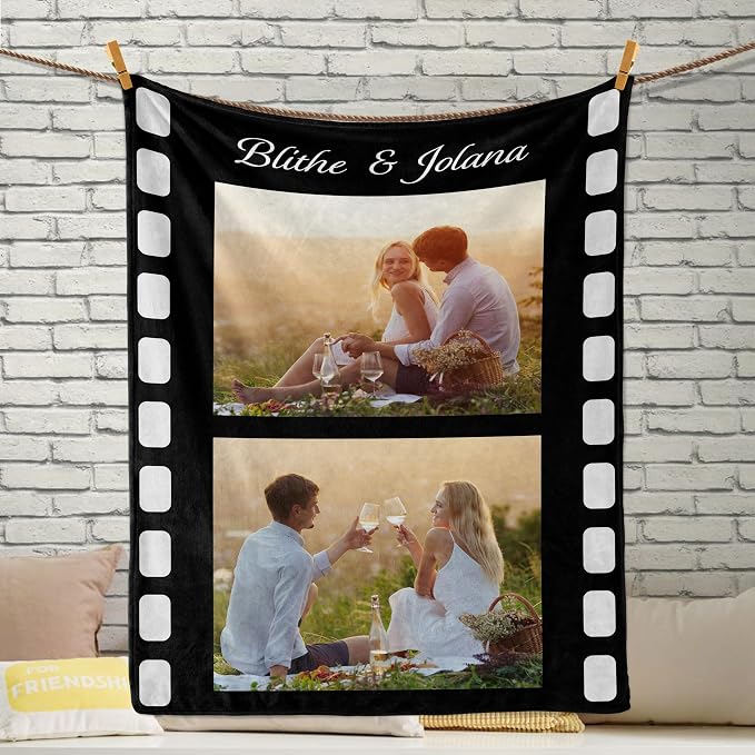 Custom Blankets with Text Photo, Personalized Photo Blankets | Personalized Couple Gifts for Boyfriend Girlfriend, Personalized Mothers Day Christmas Birthday Gifts for Mom Wife Women
