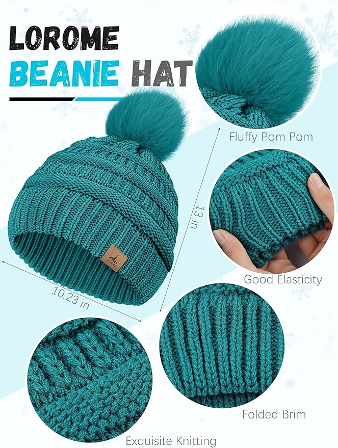 Winter Hat Scarf Gloves and Ear Warmer, Warm Knit Beanie Hat Touch Screen Gloves Set Winter Gifts Neck Scarves for Women