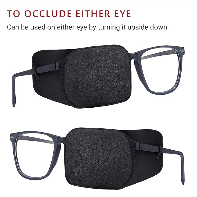 Astropic Large Silk Eye Patch for Adults Kids Big Glasses to Cover Either Eye (Large, Black)