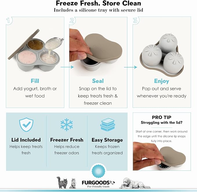 FURSICLE Pro Frozen Dog Treat Toy, Fillable Enrichment Lick Ball with Tray