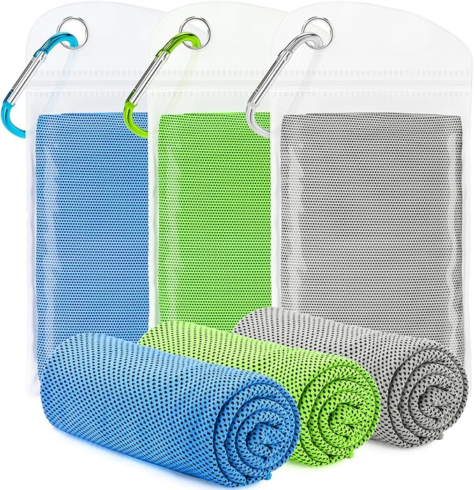 Amgico 3 Pack Cooling Towel(40"x12") for Neck and face, Ice Towel, Soft Breathable Towels, Cooling Rags for Yoga, Sport, Running, Workout, Gym, Camping, Fitness, Workout & More