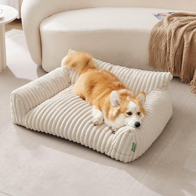 Cute Couch Bed for Pets, Supportive Cat Sofa for Indoor Cats, Large Dog Sofa Bed for Large Dogs, Cream, 36 inches
