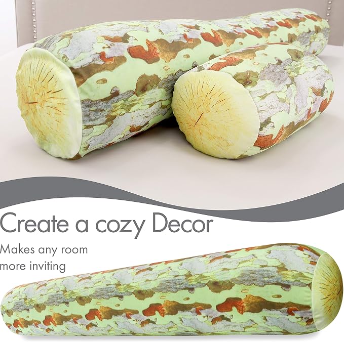 Log Tree Forest Microbead Body Pillow - Straight Long Pillows for Comfort or Use During Pregnancy- Spandex 85% / Nylon 15% - Spongy Cooling Hypoallergenic Outer Fabric - 50" X 8" - Side Sleepers