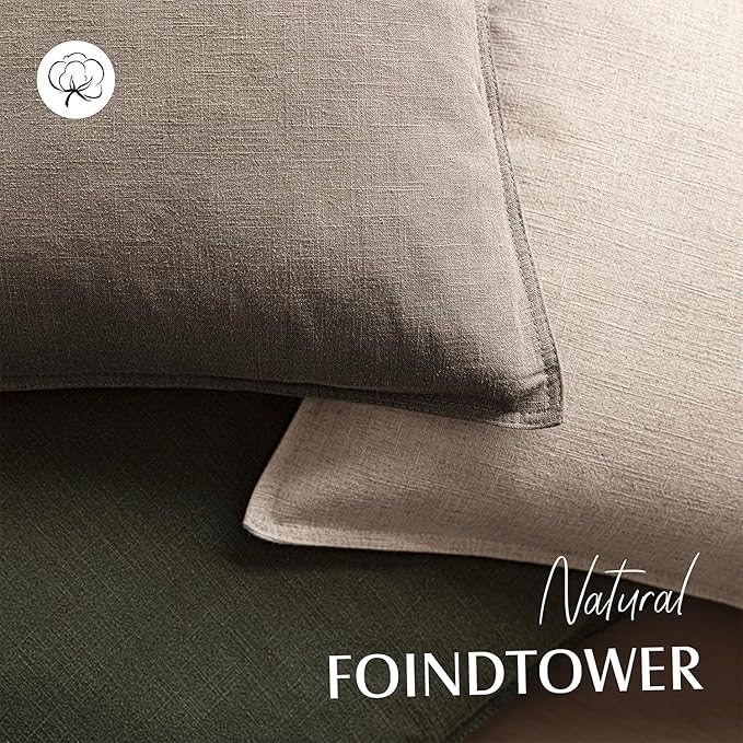 Foindtower Set of 2, Decorative Linen Solid Throw Pillow Covers Soft Accent Euro Cushion Case Farmhouse Neutral Pillowcase for Chair Couch Sofa Bedroom Living Room Home Decor 16 x 16 Inch Brown Tan