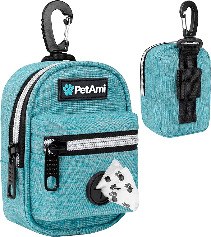 PetAmi Dog Poop Bag Holder for Leash, Waste Bag Dispenser Pet Pouch, Blue