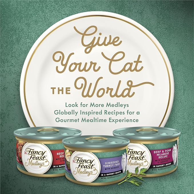 Purina Fancy Feast Wet Cat Food Variety Pack, Medleys Shredded Fare Collection - (12) 3 oz. Cans