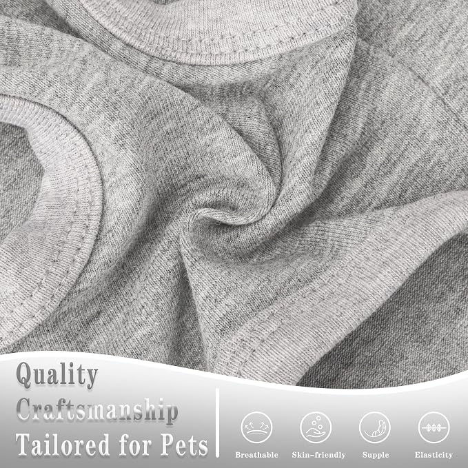 Stylish Cotton Dog Shirt with Print, Soft & Breathable, All-Season Comfort, Fits Most Breeds - Perfect Pet Apparel for Small, Medium, Large Dogs.Grey&s