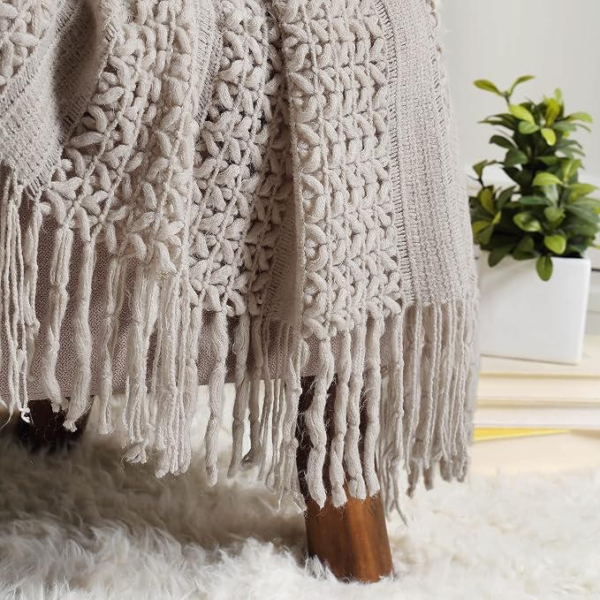 CREVENT Home Decor Couch Sofa Chair Bed Throw Blanket, Soft Warm Cozy Light Weight for Travelling, Giftable for Christmas(50''X60'' Taupe)