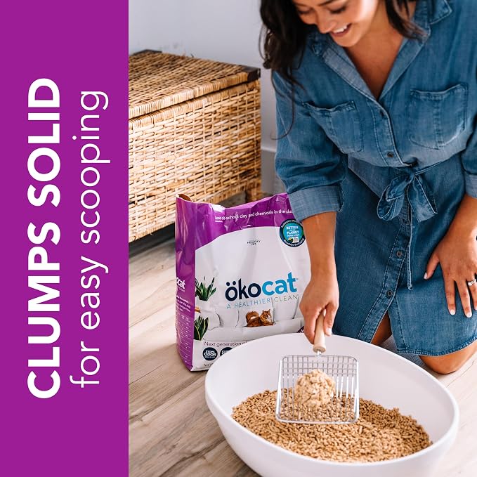 ökocat Low Tracking Natural Wood Clumping Cat Litter, Odor Control 27.5 Lbs