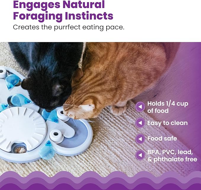 Catstages Nina Ottosson Rainy Day Puzzle & Play Cat Toy Treat Puzzle, 14" | Level 3 Advanced, 19 Hidden Treat Cups, Problem Solving, Interactive Enrichment, Slow Feeder, Indoor Cats & Kittens