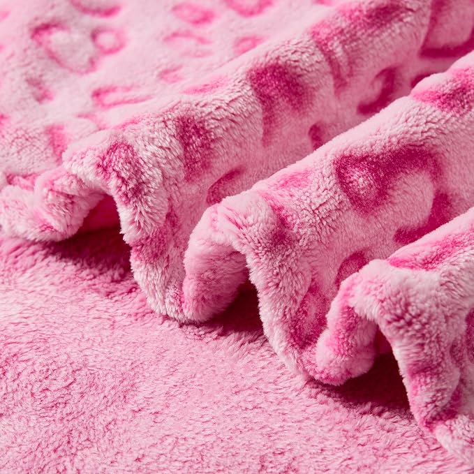 Excervent 3D Leopard Print Throw Blanket for Bed, 50x60 inches, Pink | 280 GSM Lightweight Fleece Cheetah Throw Blanket for Couch Sofa Bed, Super Soft Cozy Warm Blankets, Suitable for All Seasons