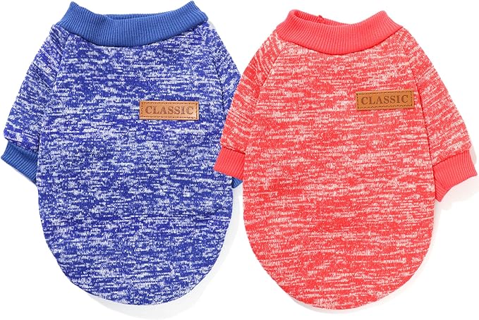 2 Pieces Dog Sweaters for Small Dogs Dog Clothes Female Winter Fleece Puppy Sweaters Warm Pet Outfit for Yorkie, Chihuahua, Bulldog, Dachshund, Pug