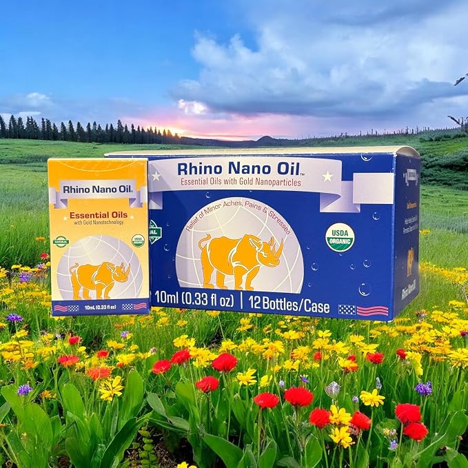 Case Set - Rhino Nano Essentail Oil - 12 Chai Dau Con Te Giac Cong Nghe Nano - 10mL per Bottle x 12 Bottles per Box - Made in U.S.A.