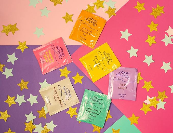 ACORUS | Flavor Confetti Tea Assortment | Natural Fruit and Herbal Tea Gift Set | Celebrate with 6 Different Flavors | Large Selection Tea Set | Tea Box For Various Occasions - 60 Tea Bags