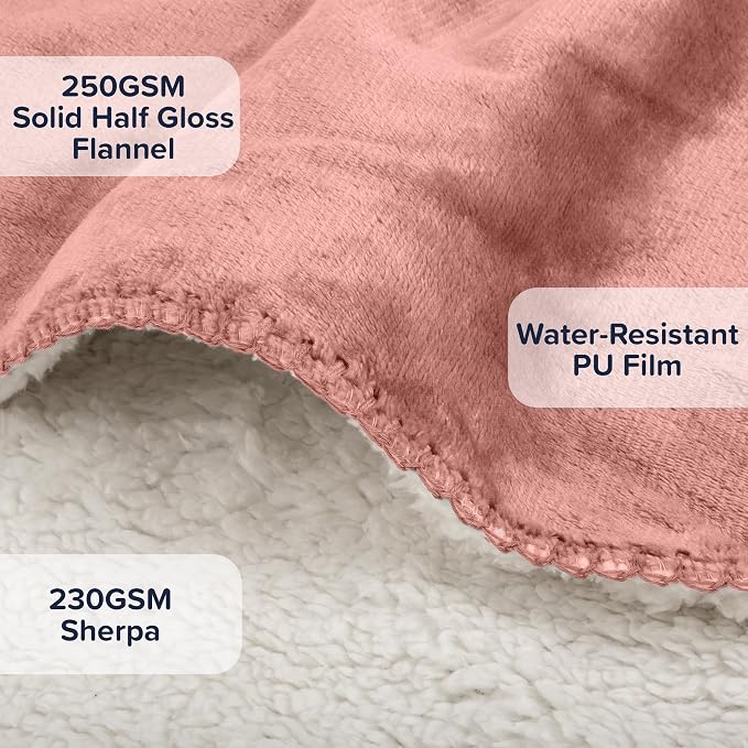 PETMAKER Dog Blanket, Pink, 80” x 100” | Reversible Sherpa Blanket - Throws for Bed, Couch, Crate, or Car - Machine Washable Puppy Essentials