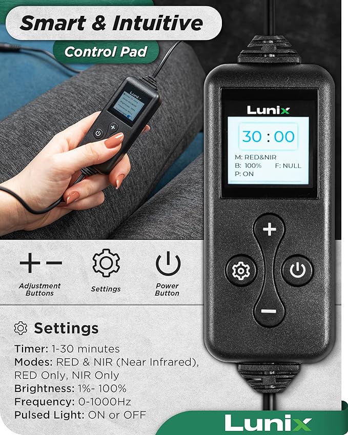 Lunix LX16 Red Light Therapy Belt, Near Infrared Light and Red Light Therapy to Improve Circulation, Relax Muscles, Black