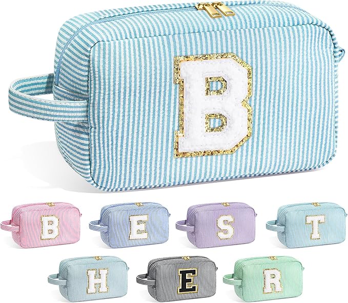 YOOLIFE Bridesmaid Proposal Gifts - Bridal Shower Gifts, Bridesmaid Gifts for Wedding Day, Maid of Honor Gifts, Bride To Be Gifts, Bachelorette Party Gift for Bride, Initial Makeup Bags for Women B