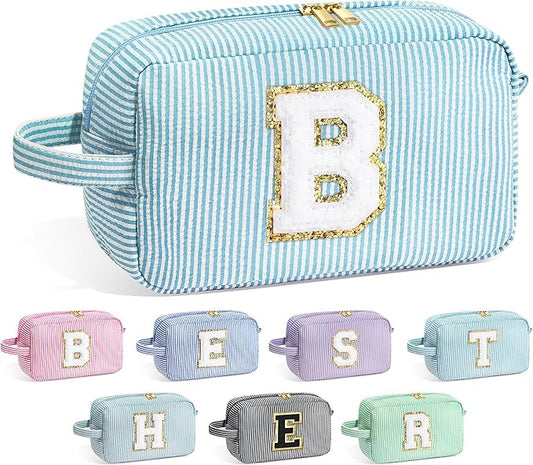 YOOLIFE Bridesmaid Proposal Gifts - Bridal Shower Gifts, Bridesmaid Gifts for Wedding Day, Maid of Honor Gifts, Bride To Be Gifts, Bachelorette Party Gift for Bride, Initial Makeup Bags for Women B