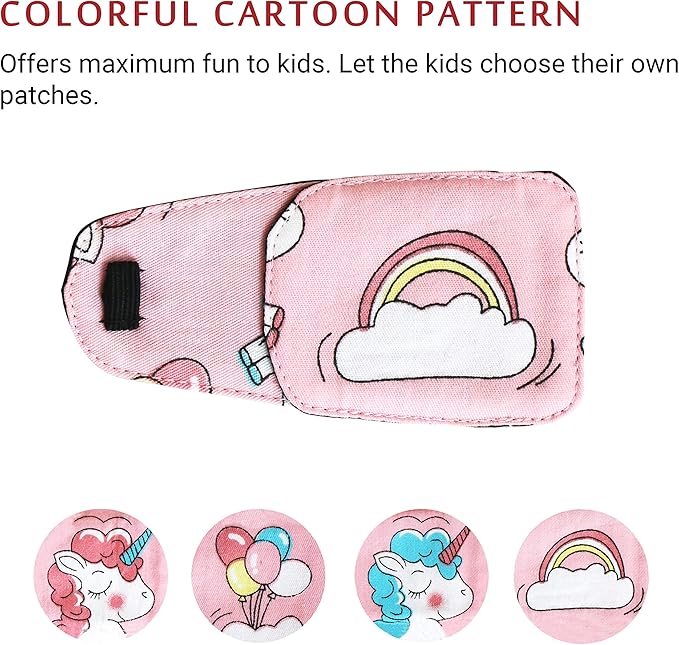 Astropic Cotton & Silk Eye Patch for Kids Glasses (Right Eye, Rainbow)