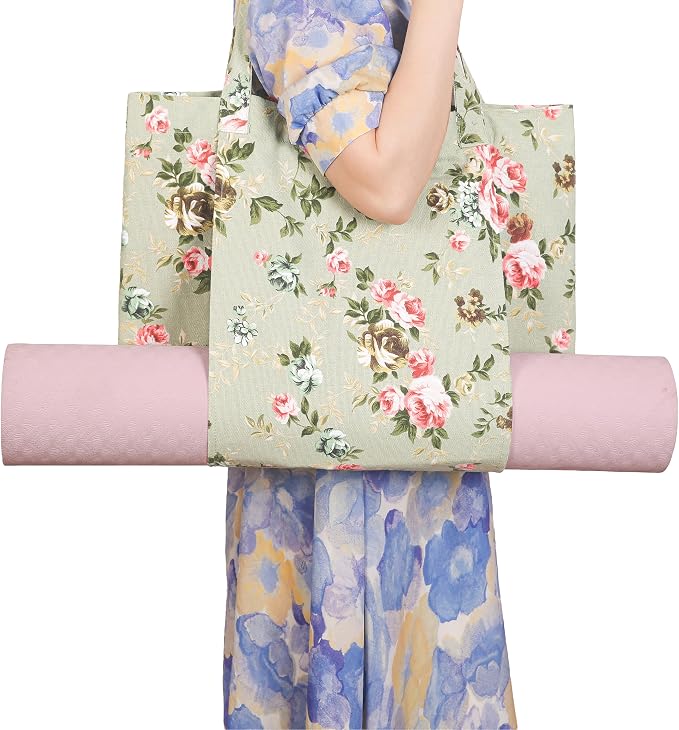 Yoga Mats bag for Women, Canvas Bags for Yoga Mat & Blocks Women, Floral Gym Valentine's Day Gifts for Yoga Lover