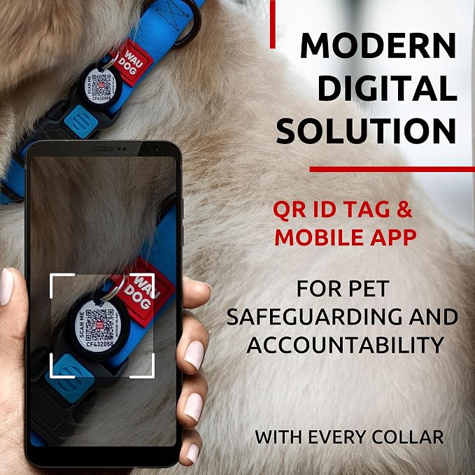WAUDOG Waterproof Dog Collar - Adjustable Collar with Air Holder and QR Tag for Large, Small and Medium Breeds