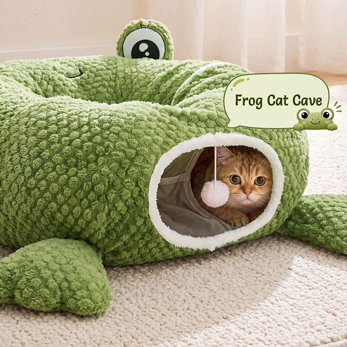 Cat Tunnel Bed with 20 Cat Toys,Kitten Toys for Indoor Kittens,Green