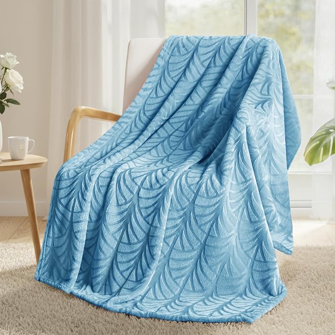 Whale Flotilla Soft Flannel Fleece Throw Blanket for Couch, Stone Blue | Cozy Lightweight Breathable Velvet Sofa Throws, Plush Fluffy Vintage Pattern Decorative Blanket for Bed, All Season, 50"x60"