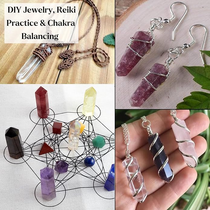 Amazing Gemstone Crystal Points Bulk Healing Crystals & Stones - Premium Single Terminated Healing Wand Point Bulk Crystals for Crafts, Crystal Grid, DIY Work