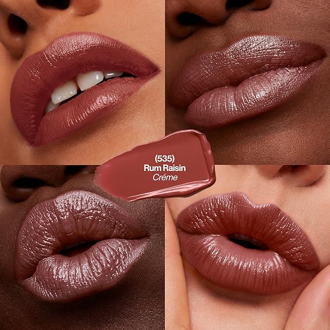 REVLON Super Lustrous Lipstick Gift Set, 5-Piece, Creamy Formula, Moisturized Feel, 755 Bare It All, 477 Black Cherry, 535 Rum Raisin, 805 Candied Rose, 810 Uncut Ruby