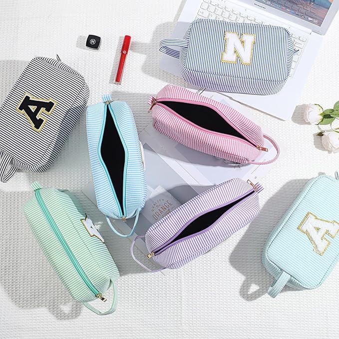 YOOLIFE Gifts for Friend - Personalized Best Friend Birthday Gifts for Women Her Friend Friendship, Sister Gifts from Sister, Monogram Initial Pink Makeup Bag Cosmetic Toiletry Pouch Make Up Case F