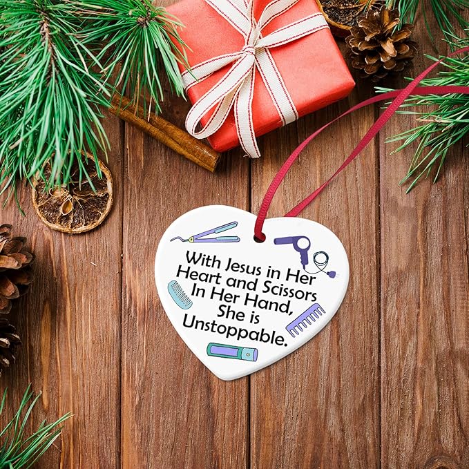 Hair Salon Decor Christmas Ornament Hairdresser Gifts for Women Hairstylist Gift Ceramic Ornament Barber Hairstylist Gifts Barbershop Hair Salon Decor Cosmetology Student Graduation Wine Bottle Decors
