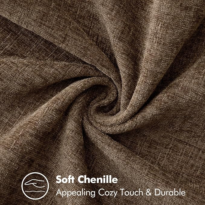 MIULEE Decorative Couch Throw Pillow Covers 20x20 Inch Brown 2 Pack | Farmhouse Pillow Covers with Stitched Edge, Soft Chenille Cushion Cases, for Sofa Bed Living Room Home Decor