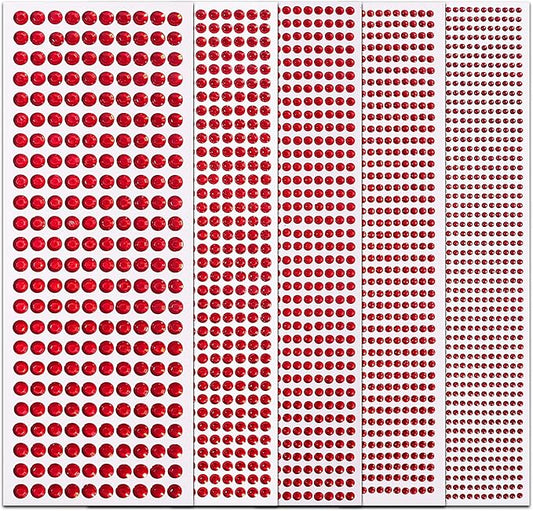 3555pcs Self Adhesive Face Gems for Makeup, Festival Jewels, Hair Gems, Rhinestone Stickers for Face, Eye, Makeup, Nail, Body, Crafts 5sheets (red-3/4/5/6/8mm)