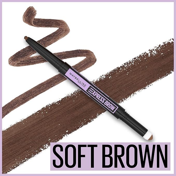 Maybelline New York Maybelline Express Brow 2-in-1 Pencil and Powder, Soft Brown, 0.02 Fl. Ounce, 255 Soft Brown, 0.02 fluid_ounces (Pack of 2)