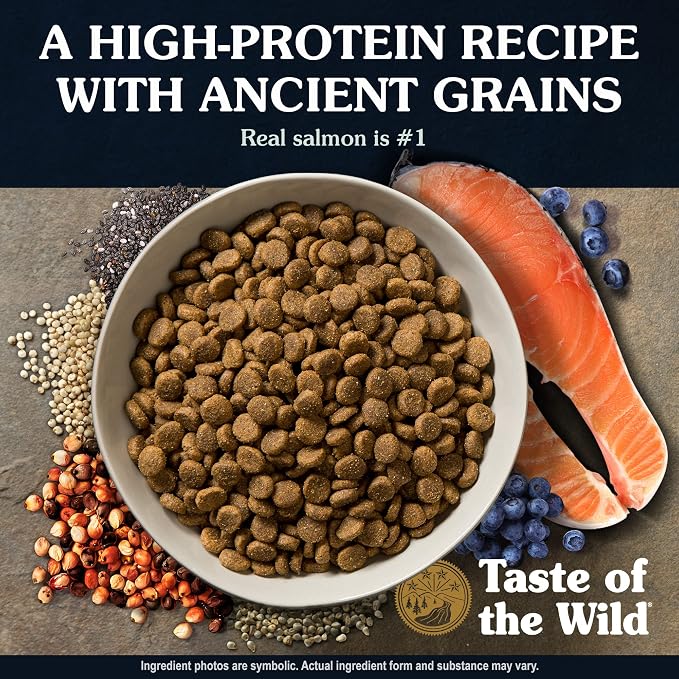 Taste of the Wild Ancient Stream Dry Dog Food, Smoke-Flavored Salmon, 14lb | Puppy, Adult & Senior Dogs | High Protein | Real Salmon & Ancient Grains | Nutrient Dense to Help Support Peak Health